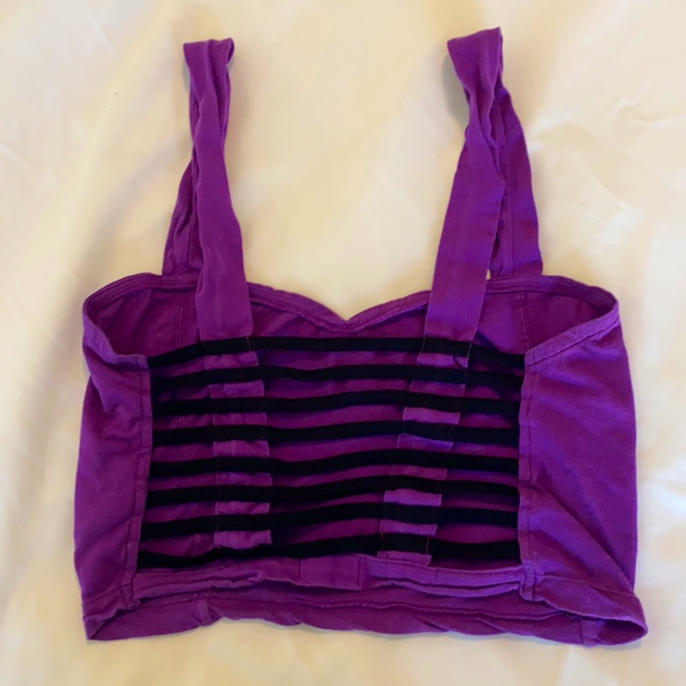 Motel Rocks Purple Hand-Made Strappy Back Crop Top Bralette Size S